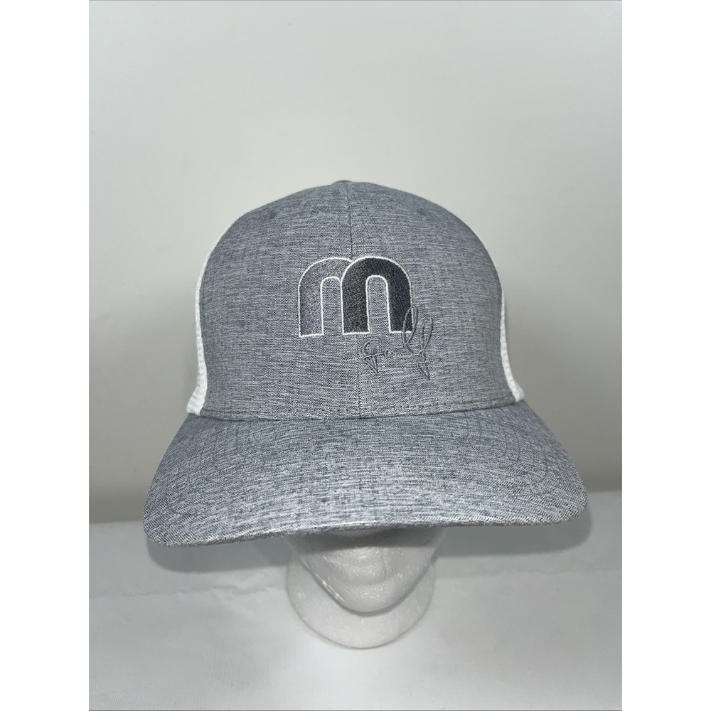 Travis Matthew Men's Gray White Golf Hat 110 Flexfit Adjustable Mesh Trucker Cap
